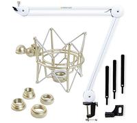 keepdrum MS138 - Braccio per microfono, colore: Bianco + MS090 ragno per diversi microfoni