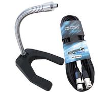 Keepdrum MS65 Schweres supporto da tavolo microfono metallo a collo di cigno cromato + 6 M cavo XLR