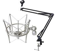 KEEPDRUM NB35 - Asta per microfono, da tavolo, braccio orientabile + mandrino per microfono MS089SV, argento