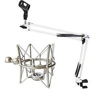 Keepdrum NB35 WH - Asta per microfono con braccio snodato e microfono MS088, colore: Argento