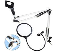 keepdrum NB35 WH - Supporto per microfono a braccio articolato + filtro pop, colore: Bianco