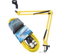 Keepdrum NB35 YW - Treppiede con braccio snodato + cavo microfono, 6 m, colore: Giallo