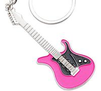 keepdrum - Portachiavi a forma di chitarra, in metallo, colore: Rosa