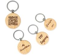 keepdrum Portachiavi in legno rotondo personalizzato con codice QR, marrone, Durchmesser 40mm
