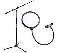 keepdrum, Supporto Microfono con Asta nero + protezione pop Pop filtro bianco
