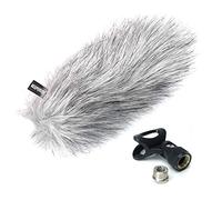 keepdrum WSWH - Protezione antivento in pelliccia + clip microfono 22-24 mm per microfoni direzionali