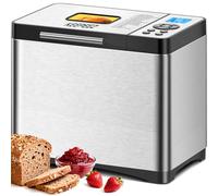KEEPEEZ Macchina per il pane da 1 kg, in acciaio inox, con padella in ceramica, 19 programmi automatici, programmabile individualmente, timer da 15 ore, 3 livelli di doratura e dimensioni, anche per