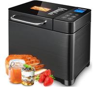 KEEPEEZ Panificatrice da 710 W, 1 kg, al quarzo, in acciaio inox, con padelle in ceramica, 17 in 1 con distributore automatico di scanalatura, 2 remi, 3 dimensioni di pane e 3 colori per la cottura