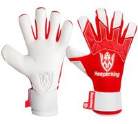 Keeperking Guanti da portiere da uomo GladiatorKing Negative Cut Professional con impugnatura professionale Extreme Grip 4 mm (9, G-Rot-Bianco)