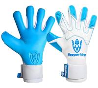Keeperking Guanti da portiere da uomo GladiatorKing Negative Cut Professional con impugnatura professionale Extreme Grip 4 mm (10, G-White Aqua)