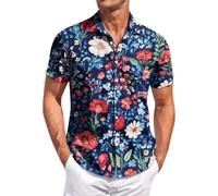 keephen Camicia a Lapel Stampata 3D dell'Estate degli Uomini Gallo Cinque Stelle American Retro Street Top per Le fughe Vita Quotidiana e attività all'aperto
