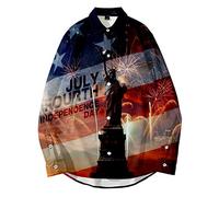 keephen Camicia a Maniche Lunghe Casual da Uomo Giorno dell'indipendenza Americana Camicia con Stampa 3D Aquila Americana/Bandiera USA