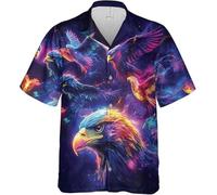 keephen Camicia Hawaiana Aquila/Leone/Drago/Lupo Galassia al Neon