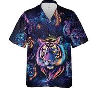 keephen Camicia Hawaiana Aquila/Leone/Drago/Lupo Galassia al Neon