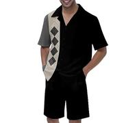 keephen Camicie e Pantaloncini hawaiani da Uomo Set Tigre Stampato Estate Casual Manica Corta Bottone Giù Camicie da Spiaggia 2 Pezzi Completi