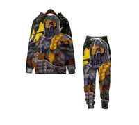 keephen Completo da uomo Cavalieri Templari set 2 pezzi stampato in 3D | Felpa con cappuccio e pantaloni jogger stampati con cavalieri, outfit casual, cappuccio con coulisse, streetwear