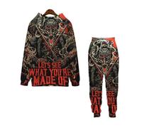 keephen Completo da uomo Cavalieri Templari set 2 pezzi stampato in 3D | Felpa con cappuccio e pantaloni jogger stampati con cavalieri, outfit casual, cappuccio con coulisse, streetwear