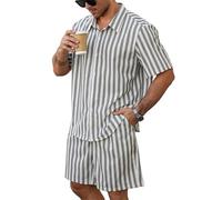 keephen Completo Uomo 2 Pezzi Camicia Hawaiana Boho a Maniche Corte Pantaloni Corti con Coulisse Teschio Tigre Fenicottero Paisley Grafica Outfit da Spiaggia per Vacanze