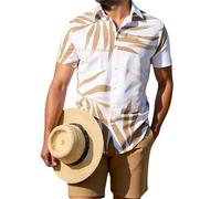 keephen Completo Uomo 2 Pezzi Camicia Hawaiana Boho a Maniche Corte Pantaloni Corti con Coulisse Teschio Tigre Fenicottero Paisley Grafica Outfit da Spiaggia per Vacanze