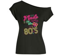 keephen Donne 80 's Party novità Maglietta Fuori Spalla Top Costume Anni '80 Outfit Camicie Vintage Signore Top Top Festivo retrò al Neon