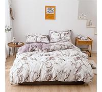 keephen Effetto marmo copripiumino set doppio morbido microfibra reversibile moderna biancheria da letto in marmo copripiuma con chiusura a cerniera 3 pezzi