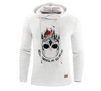keephen Felpa con Cappuccio da Uomo Hello Darkness My Old Friend con Stampa Teschio Pullover Slim Fit Felpa Divertente