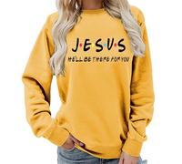 keephen Felpa Girocollo da Donna con Scritta 'Jesus He'll Be There for You', Stampata, Maglione Cristiano Casual, Pullover Top