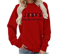 keephen Felpa Girocollo da Donna con Scritta 'Jesus He'll Be There for You', Stampata, Maglione Cristiano Casual, Pullover Top