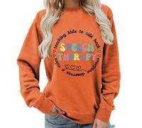 keephen Felpa Girocollo Grafica da Donne per Logopedia Insegnando ai Bambini a Rispondere Stampa con Lettere del Terapista Pullover Top