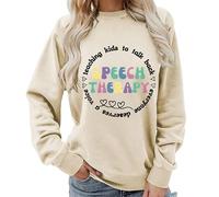keephen Felpa Girocollo Grafica da Donne per Logopedia Insegnando ai Bambini a Rispondere Stampa con Lettere del Terapista Pullover Top