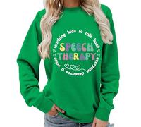 keephen Felpa Girocollo Grafica da Donne per Logopedia Insegnando ai Bambini a Rispondere Stampa con Lettere del Terapista Pullover Top