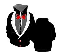 keephen Funny Fake Suit 3D Designer Felpe a Cappuccio Smoxedo Bow Cravatta Stampa Felpa a Cappuccio Sciolto Cosplay Casual Pullovers Giacche