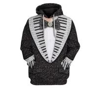 keephen Funny Fake Suit 3D Designer Felpe a Cappuccio Smoxedo Bow Cravatta Stampa Felpa a Cappuccio Sciolto Cosplay Casual Pullovers Giacche