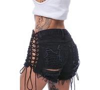 keephen Pantaloncini da Donna a Vita Alta, Pantaloncini in Denim Strappati da Donna, Pantaloncini da mendicante Elasticizzati in Discoteca Pantaloncini da Benda da Donna Estivi