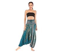 keephen Pantaloni da Donna Harem Hippie, Pantaloni Boho Yoga Pantaloni a Cavallo Basso Pantaloni Larghi a Vita Alta Pantaloni da Pescatore Tailandese Pigiama per Yoga Homewear