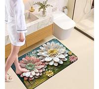 keephen Tappetino da bagno in pietra diatomite antiscivolo anti muffa rapida asciugatura in gomma Tappetini da bagno 3D pittura ad olio morbido ovale diatomaceo assorbente