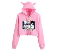 keephen The Promised Neverland Felpa con Cappuccio Emma Norman Ray Manica Lunga Cat Ear Crop Top Felpe con Cappuccio Anime Pullover Felpe per Donne Ragazze