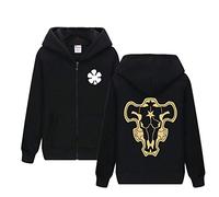 keephen Unisex Anime Black Clover Felpa con Cappuccio a Maniche Lunghe The Black Bulls Asta Felpe e Zip Casual