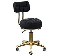 KeephenEU Sgabelli girevoli con ruote sgabelli rotondi regolabili - sedia per salone in oro in titanio con schiena e sedile in pelle PU, ruote in globo - sgabello da banco della salsa innovate