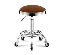 KeephenEU Sgabello da negozio di rolling regolabile con ruote girevoli per tatuaggi spa per la redazione del salone e fotografia sedile in pelle marrone pura marrone innovate