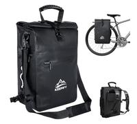 KEEPIFY 3 in 1 Borsa da Bici, 25L Borse Bici Posteriore Impermeabile con Custodia per Computer Portatile, Borsa Posteriore Bici&Borsa a Tracolla&Borsa a Sacca - Ideale per Ciclismo/Viaggio/Commuting