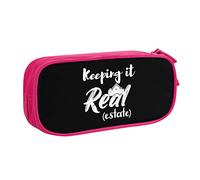 Keeping It Real Estate Pencil Bag Astuccio per matite portatile a doppio strato per ufficio e scuola di grande capacità