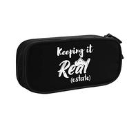 Keeping It Real Estate Pencil Bag Astuccio per matite portatile a doppio strato per ufficio e scuola di grande capacità