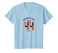 Keeping It Real Since '44, Regalo di Compleanno, Grafica retrò Maglietta, Bambini, Celeste, 12 Anni