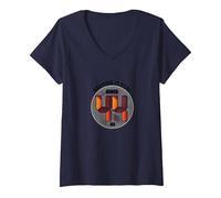 Keeping It Real Since '44, Regalo di Compleanno, Grafica retrò Maglietta con Collo a V, Donna, Navy, XL