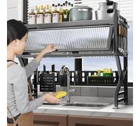 KeepKitchen Sink Rack Lavello Lavello da Lavello da Lavabo Antipolvere Armadio Stoccaggio Multifunzionale Stoviglie Stoccaggio Rack Doppio Strato KeepKitchen Lavello Shlef Organizzato Risparmio di