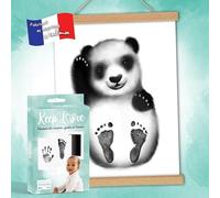 Keep'Love Poster Impronte Neonato, Kit Impronta Bebe Piedi Senza Inchiostro, Poster My Little Petons Panda, Regalo Nascita, Souvenir, Decorazione da parete per camera da letto, Bacchette da