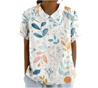 keepmore Camicetta Estiva Vintage da Donna con Stampa Floreale 3D Colletto con Revers e Maniche Corte. Top da Donna per Le Vacanze alle Hawaii e per attività all'aperto