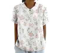 keepmore Camicetta Estiva Vintage da Donna con Stampa Floreale 3D Colletto con Revers e Maniche Corte. Top da Donna per Le Vacanze alle Hawaii e per attività all'aperto