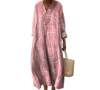 keepmore da Donna con Scollo a V Abiti Oversize a Maniche Lunghe Strisce A Pois Leopardo Pesce Piante Grafico Vintage Bohémien Robe Resort Dress